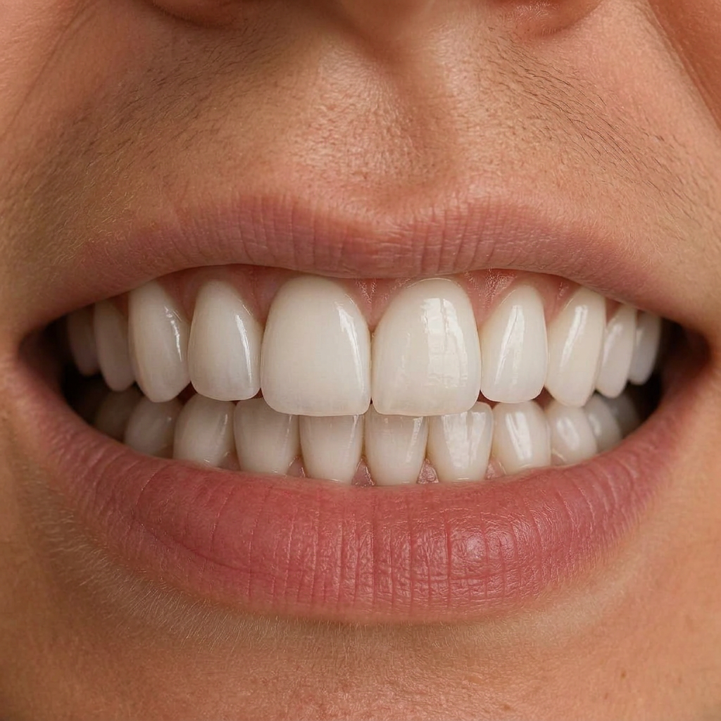 Case 01 · Whitening & bonding — after treatment (illustrative demo)